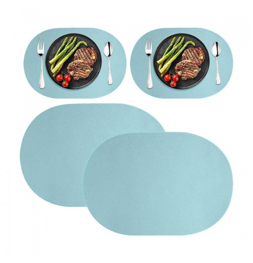 Color Leather Waterproof and Oil-proof Household Insulation Anti-scalding Oval Table Mat