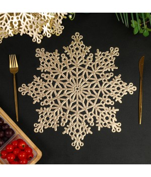 Christmas Decoration placemats Snowflake Table Mats Cutlery Mats Washable Pvc placemats Hotel Heat Insulation Anti-scald Mats