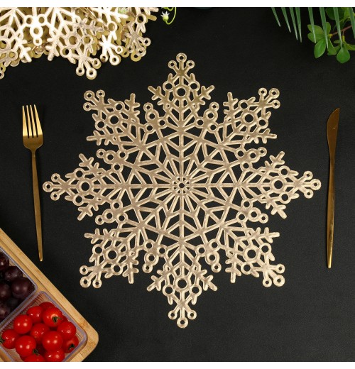 Christmas Decoration placemats Snowflake Table Mats Cutlery Mats Washable Pvc placemats Hotel Heat Insulation Anti-scald Mats