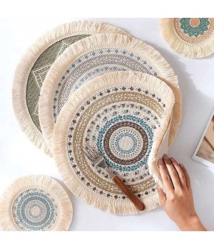 Wholesale Custom Natural Woven JUTE Placemats Heat Resistant Round Rattan Placemats For Table Mats