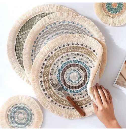 Wholesale Custom Natural Woven JUTE Placemats Heat Resistant Round Rattan Placemats For Table Mats