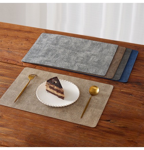 New Arrival Faux Leather Heat Resistant Placemats Set Of 6 Waterproof Wipeable Dining PU Place Mats For Indoor & Outdoor