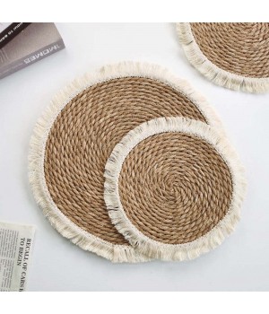 Water hyacinth woven braided food place mat round modern home decor kitchen dining place mats