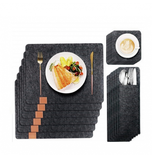 Premium Felt Placemat Non-Slip Washable Felt Place Mats Heat-Resistant Table Mat Felt Mat