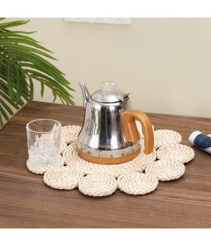 Eco-Friendly round Hand-Woven Rattan Corn Placemats Durable Table Decoration for Kitchen Dining for Food Commercial Use