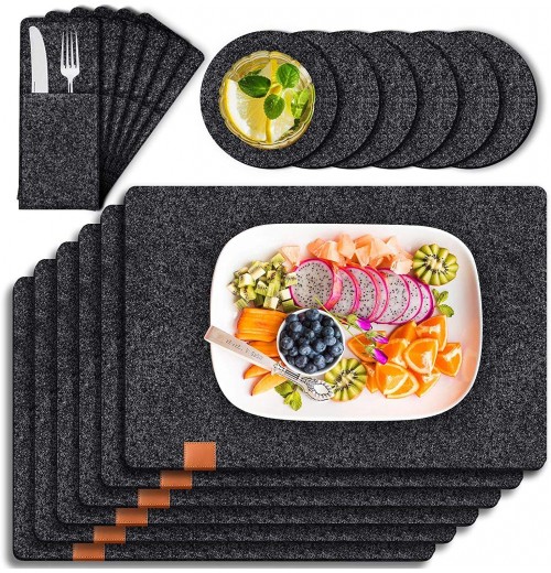 Felt Placemats Non Slip Heat Resistant for Kitchen Table Set of 6