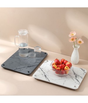 Marble Design Bowl Dish Cup Knife Fork Tableware Luxury Quickly Absorption Water Fast Drying Diatomite Stone Mat Home Mat