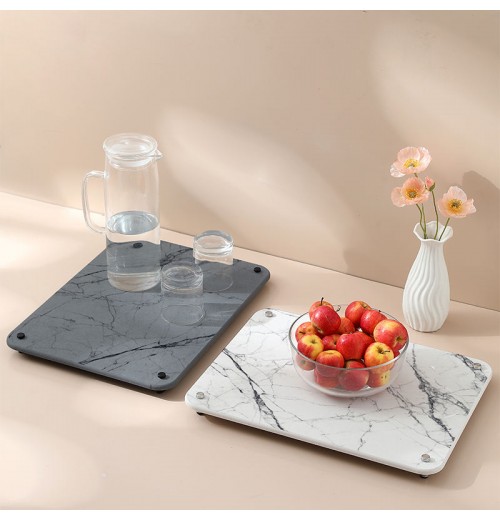 Marble Design Bowl Dish Cup Knife Fork Tableware Luxury Quickly Absorption Water Fast Drying Diatomite Stone Mat Home Mat