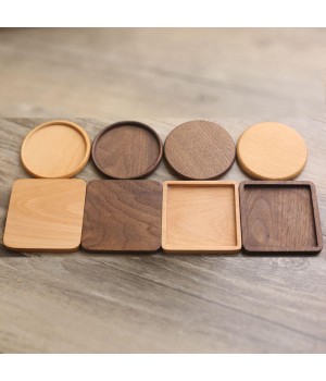 Custom Logo Wholesale Placemats Thermal Insulation Wooden Coasters Pads Creative Solid Wood Blank Coasters