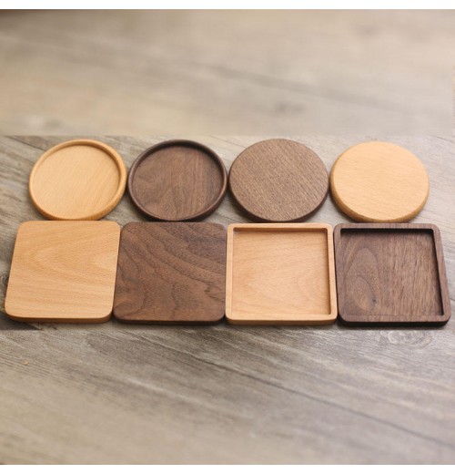 Custom Logo Wholesale Placemats Thermal Insulation Wooden Coasters Pads Creative Solid Wood Blank Coasters