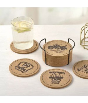 Customized Cork Table Mat Cork Coffee Cup Mats Print Cork Coaster wth Holder