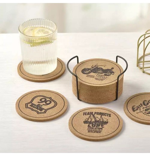 Customized Cork Table Mat Cork Coffee Cup Mats Print Cork Coaster wth Holder