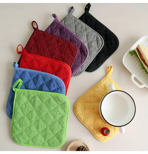 Thickened Thermal Placemat Terry Cloth Silver Coated Heat Resistant Mat Kitchen Multi-purpose Baking Pot Holder