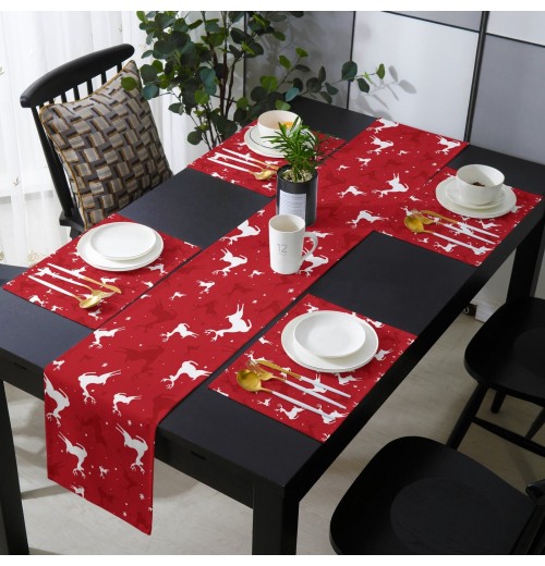 Christmas Table Runner New Year Party Decor Home Red Plaid Dinning Table Runner And Placemat Set