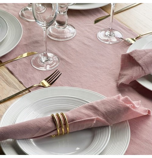 plain table runner cotton pink place mats dining table cloth napkins for Wedding Reception Bridal Shower Birthday