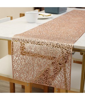 Nordic Table Decor 12 inch Hollow Out PVC Square Seed Table Runner Anti Slip PVC Heat Resistant Pad Metallic Placemats