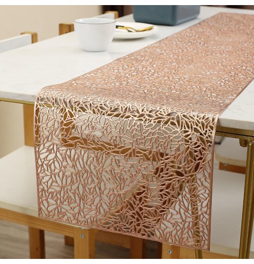 Nordic Table Decor 12 inch Hollow Out PVC Square Seed Table Runner Anti Slip PVC Heat Resistant Pad Metallic Placemats